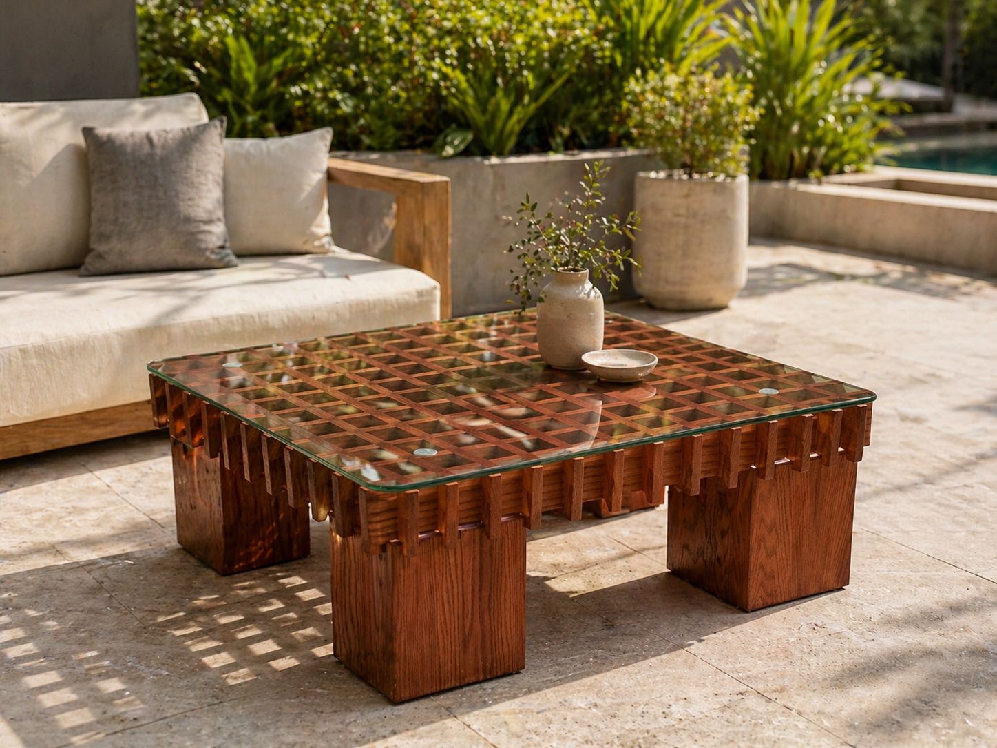 Outdoor Lattice Coffee Table Setup