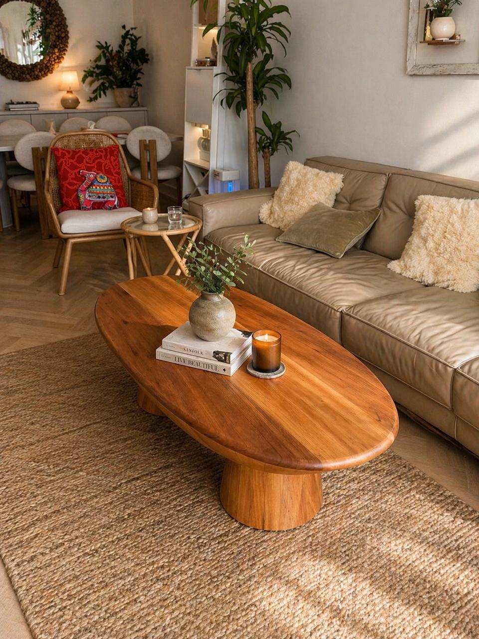 Sofa Set with Oval Coffee Table